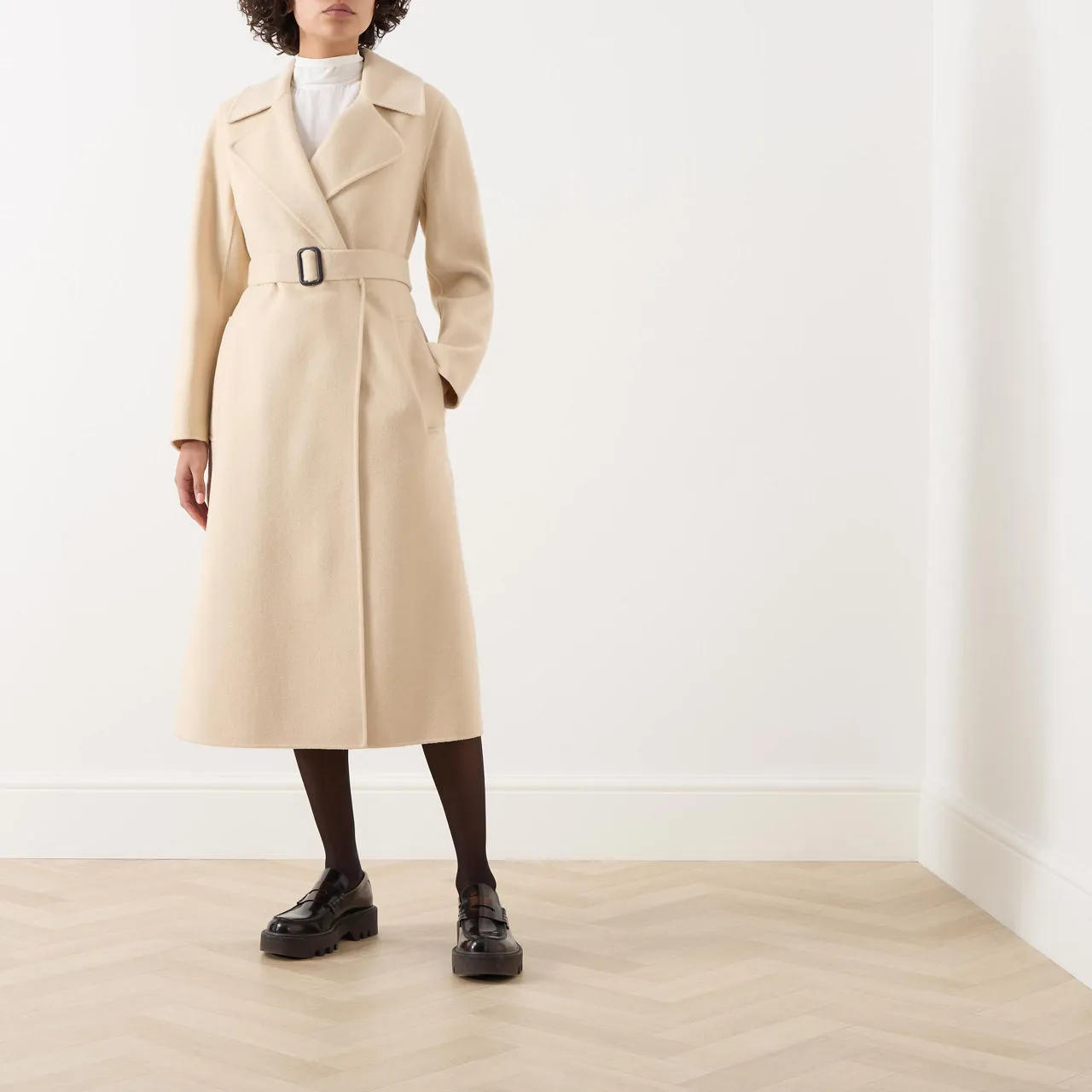 Weekend Max Mara Manu Sand Belted Wrap Coat