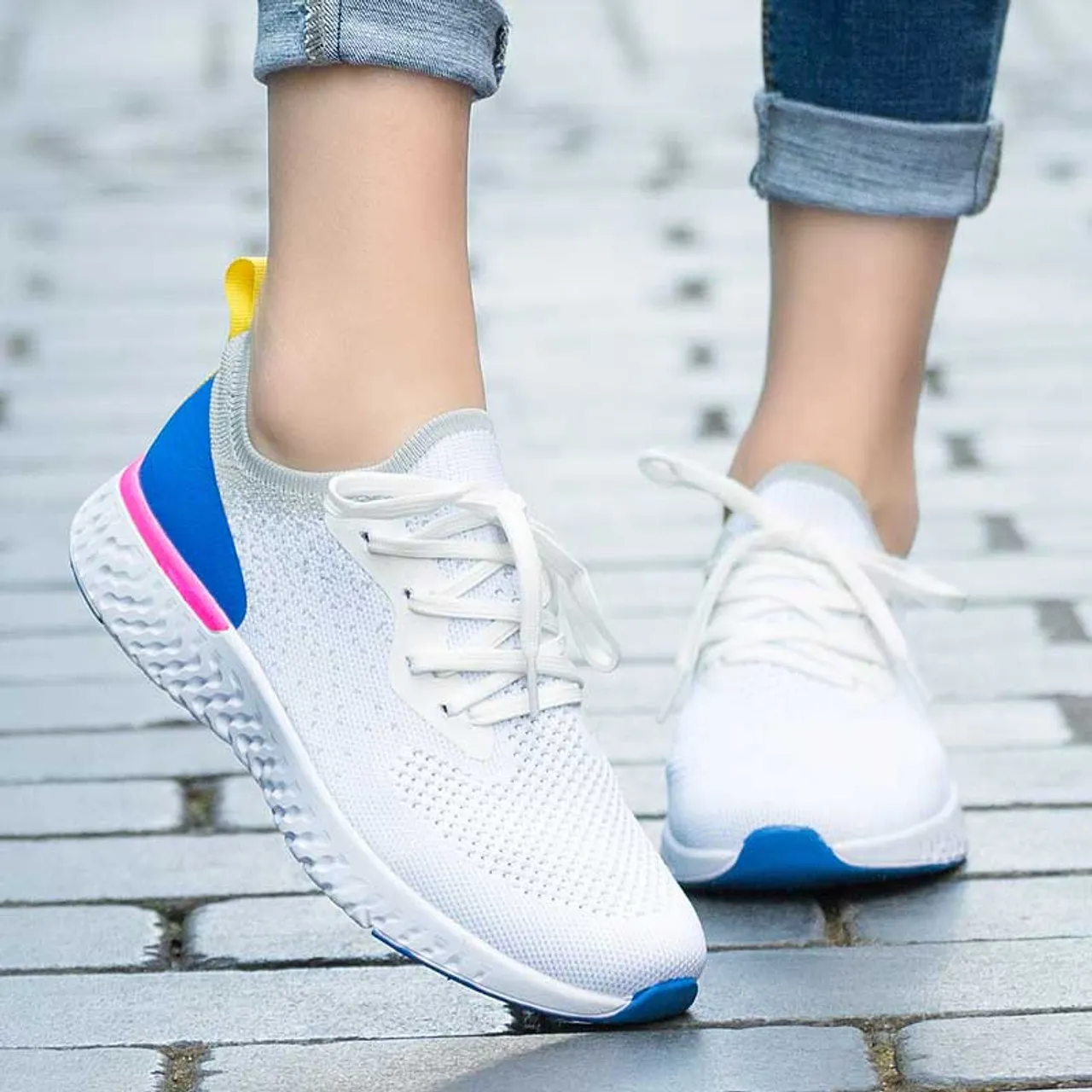 White Flyknit Casual Pattern Texture Sneaker