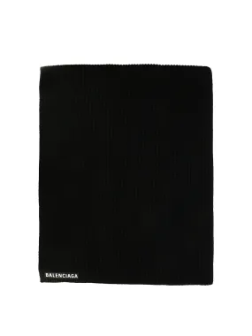 Women's Black Logo Wool Scarf by BALENCIAGA