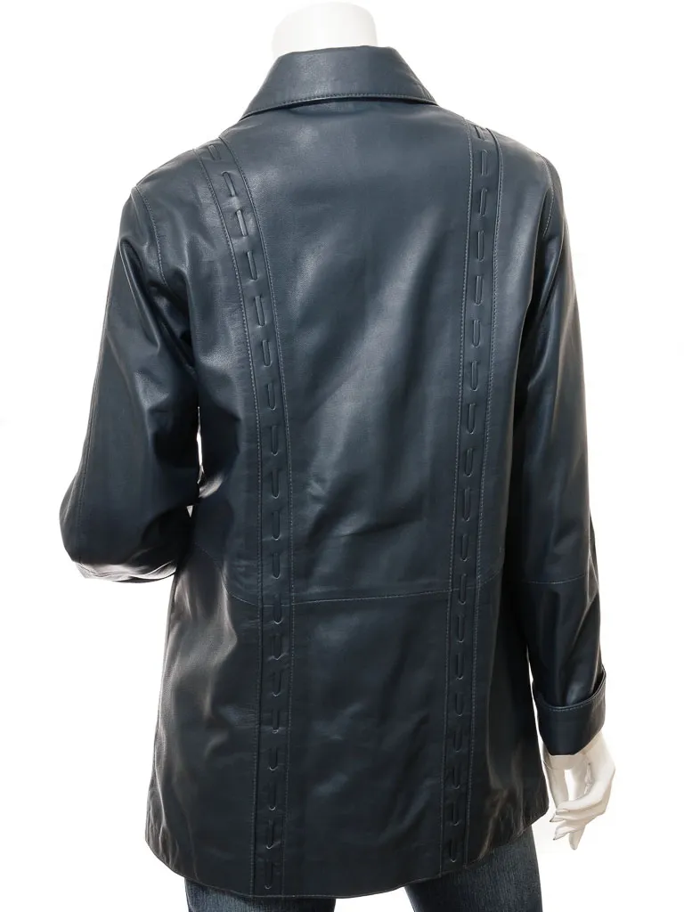 Women's Blue Leather Coat Cullman - Latest Trends & Affordable Prices