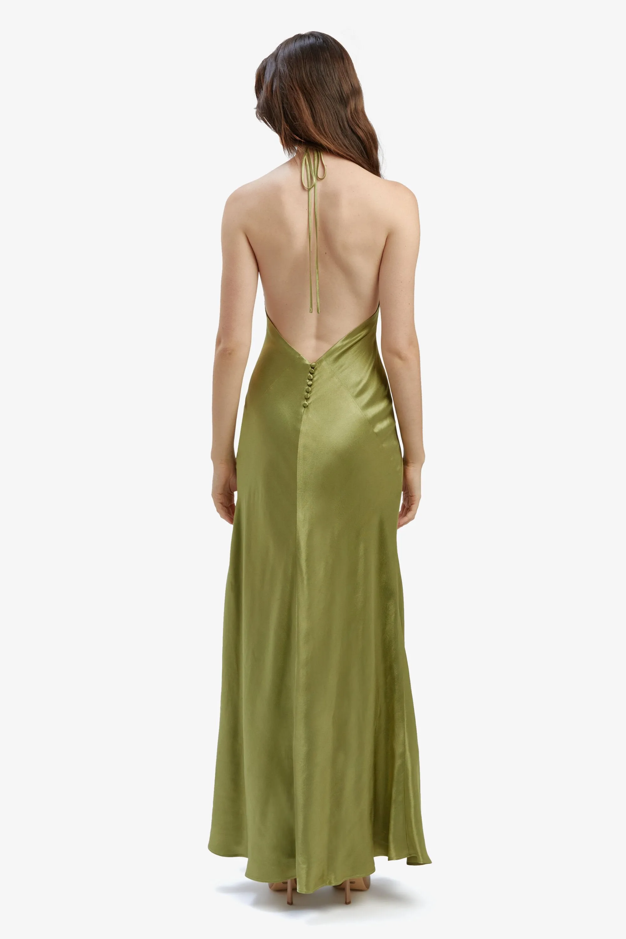 Khaki Yve Halter Dress