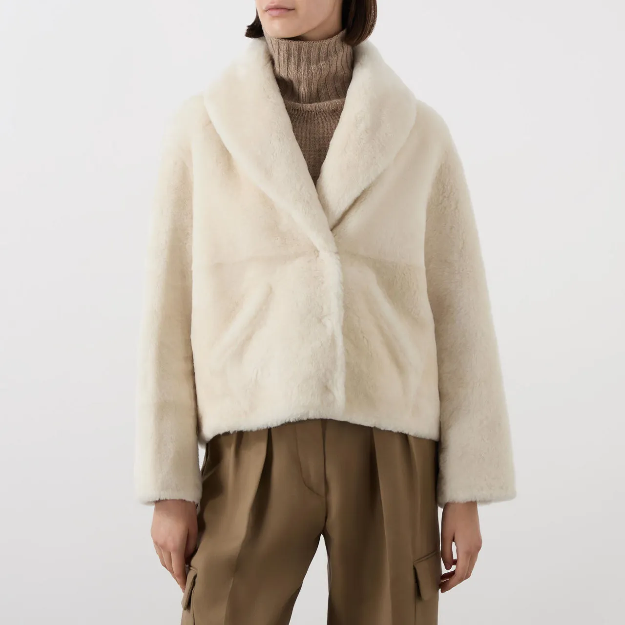 Yves Salomon Shearling A1006 Meringue Coat