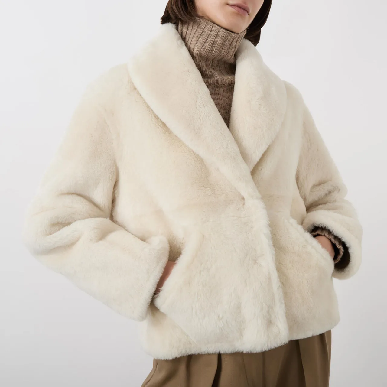 Yves Salomon Shearling A1006 Meringue Coat