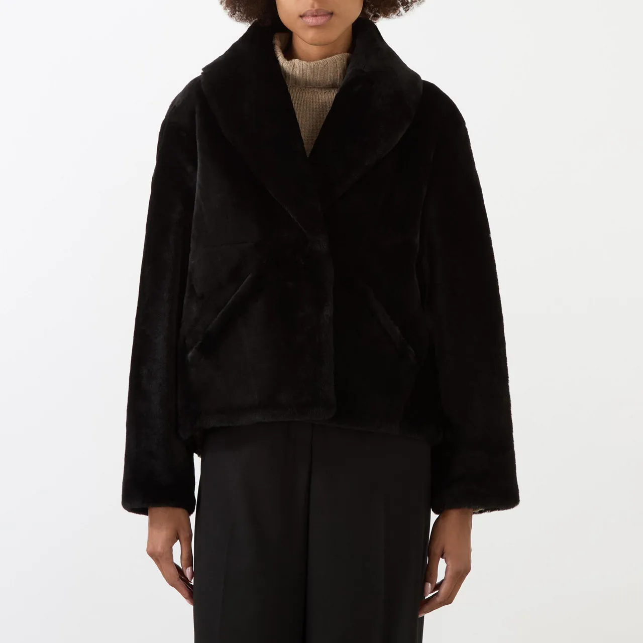 Yves Salomon Shearling Black Coat