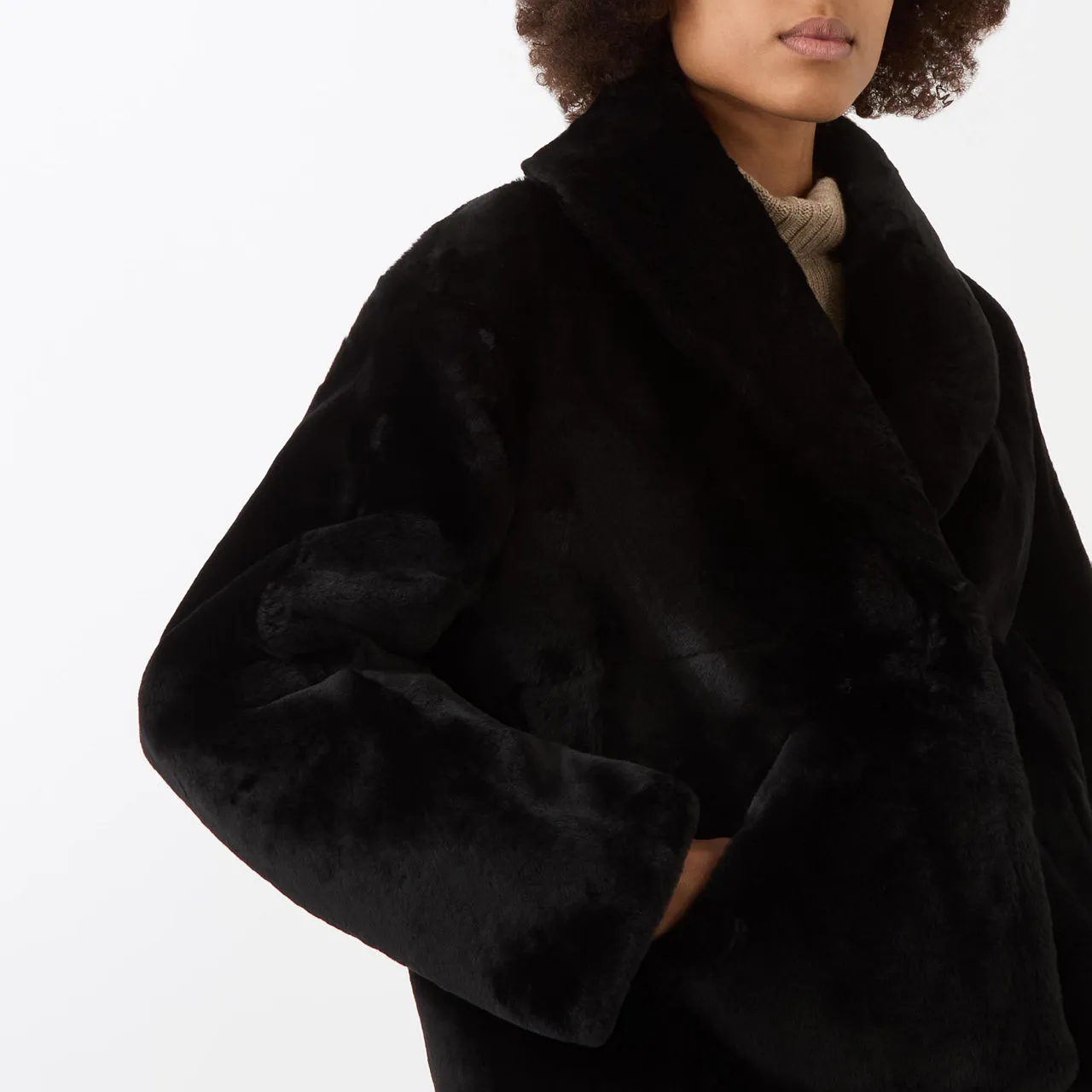 Yves Salomon Shearling Black Coat