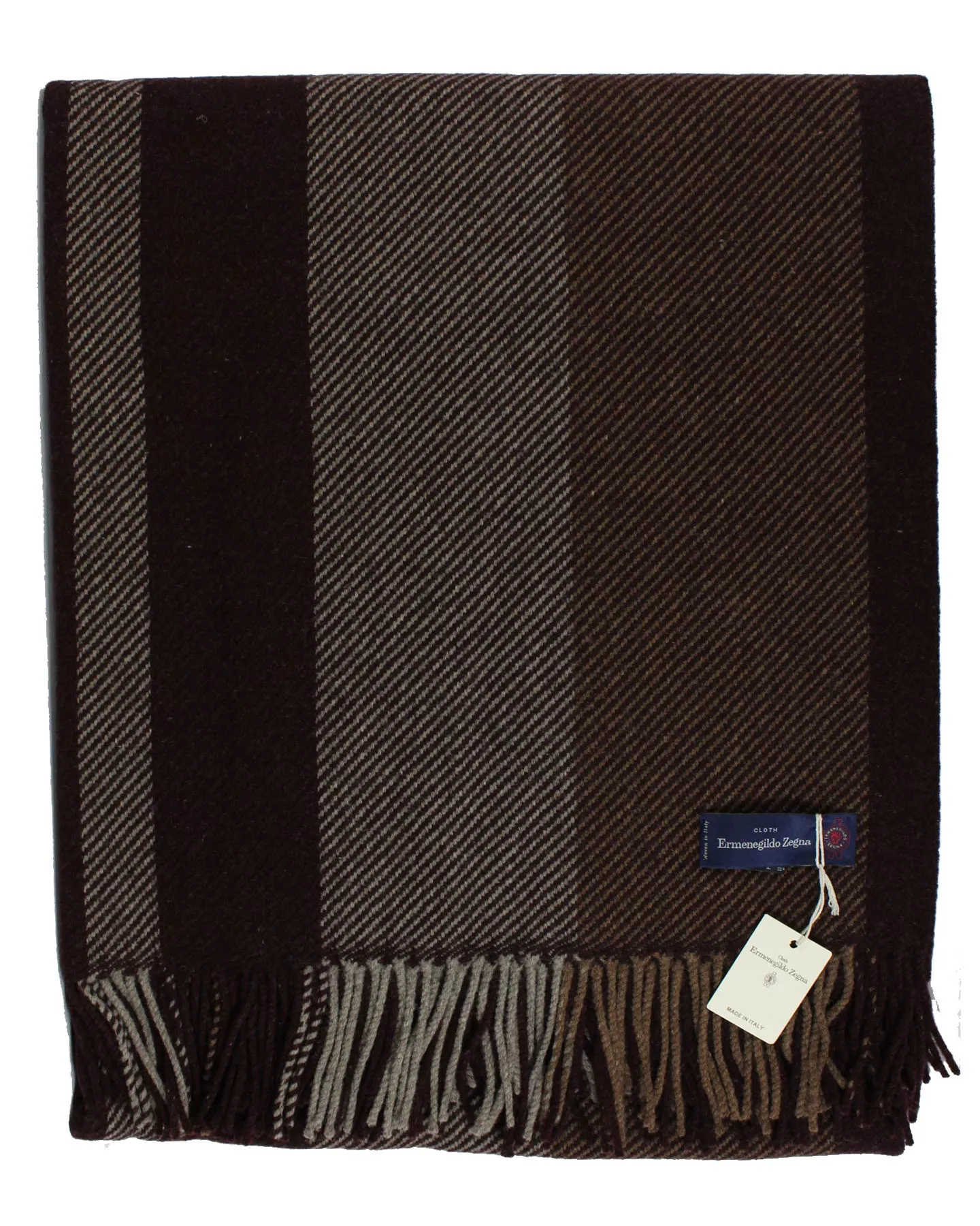 Zegna Wool Throw Blanket Dark Brown Maroon Design - Discount Offer.